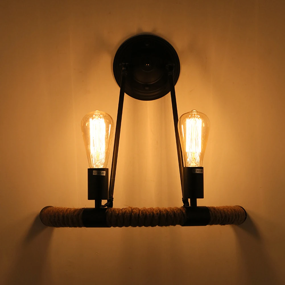 

Indoor Lighting Head Rustic Hemp Rope Wall Lamp Wall Lamp Vintage 40W E27 Base Living Bedroom Light