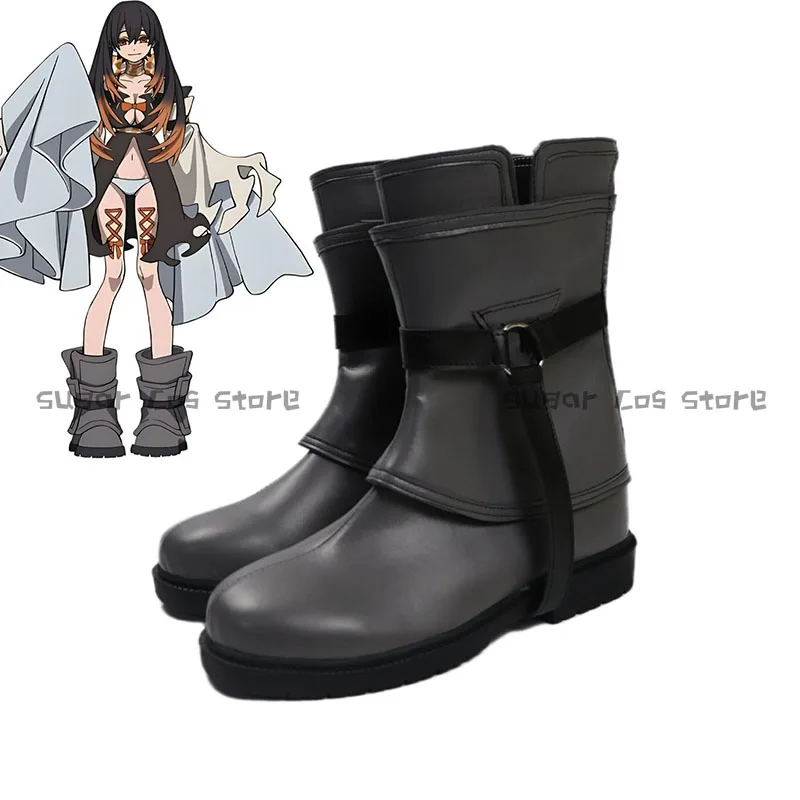Gachiakuta Amo Empool Cosplay Shoes Boots Anime Black PU Leather Boots Halloween Carnival Party Props Suit Shoes For Women Men