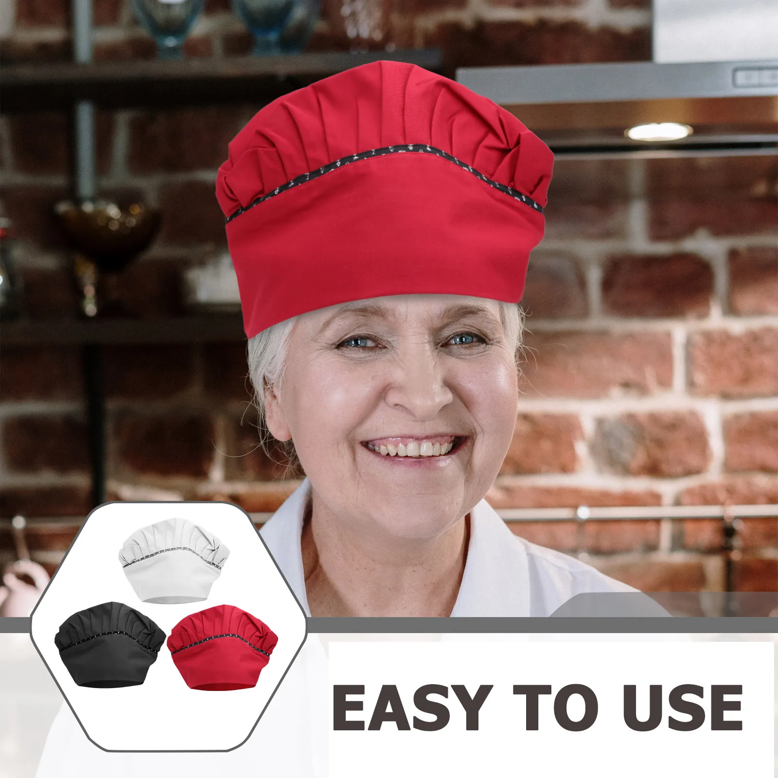 

3pcs Classic Design Durable Cooking Restaurant Cooking Cook Uniform Hat Kitchen Work Uniform Hat Restaurant Cook