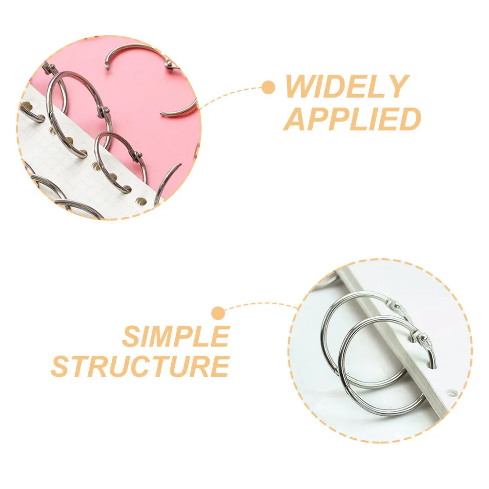 25Pcs Metal Binding Rings Strong Long-Lasting Book Binder Clips for Notebooks Index Cards Scrapbooking Organizing