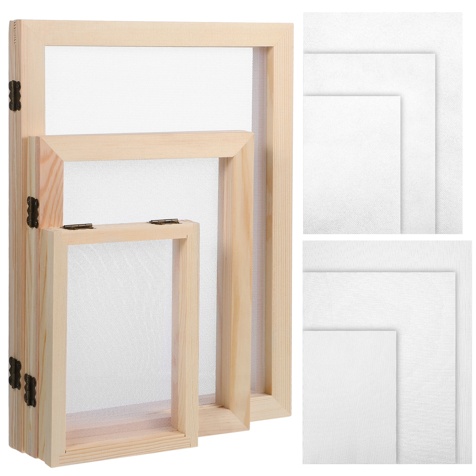 

1 set Double Layer Frame Screen Kit A4 A5 A6 Paper Making Craft Supplies Mold Deckle Handmade DIY Wooden Frame Screen Practical