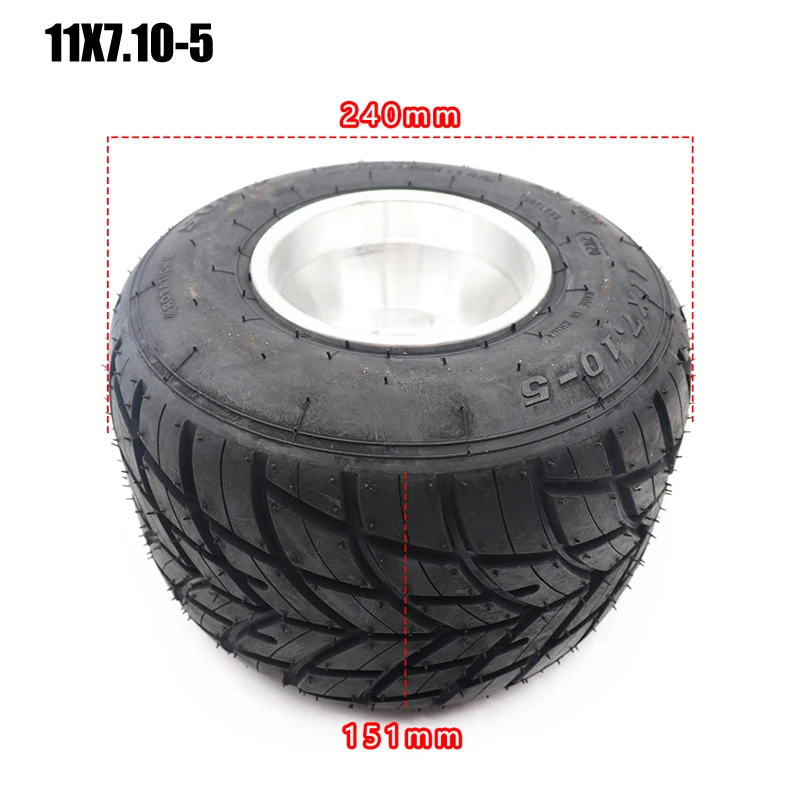 Pneumatici tubeless da pioggia 10x4.50-5 11x7.10-5 pollici con ruote in alluminio per accessori Go Kart Drift Go Kart ruota anteriore e posteriore.