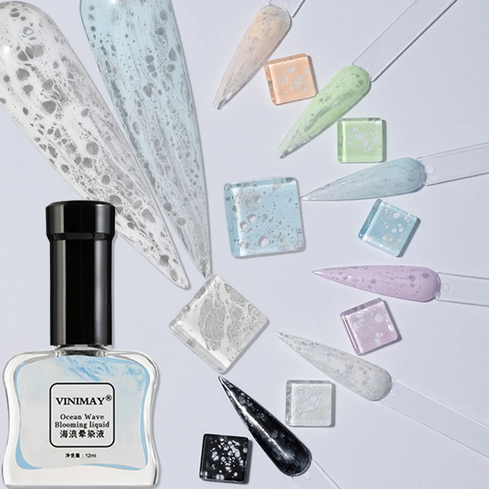 Esmalte de uñas de floración rápida, Gel de onda de océano con burbujas, Gel de flores para decoración de uñas DIY, barniz de esmalte de Gel de mármol semipermanente