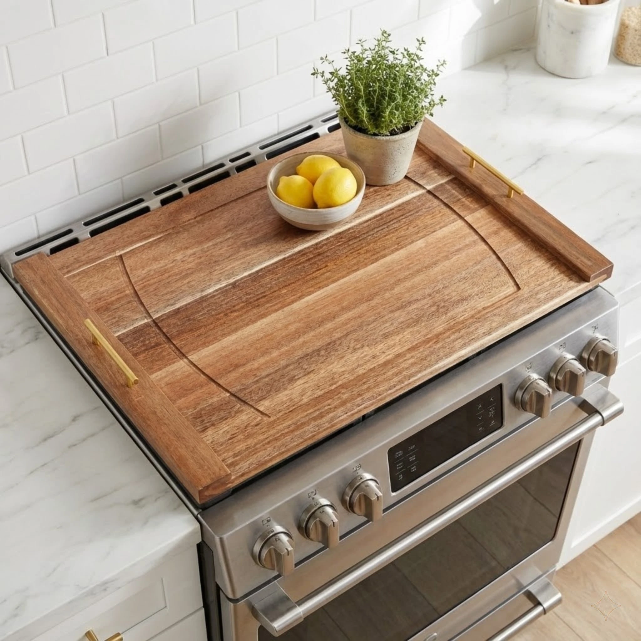 

Доска для лапши премиум-класса, защита горелки для плиты, декоративный поднос оттоманки, глубокая паз для сока и металлические ручки