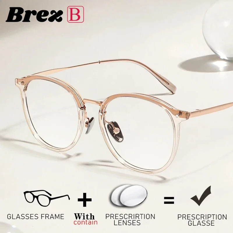 

Новые титановые очки для женщин, круглый дизайн, оптические линзы по рецепту, для коррекции близорукости, дальнозоркости, прогрессивные, с фильтром синего света