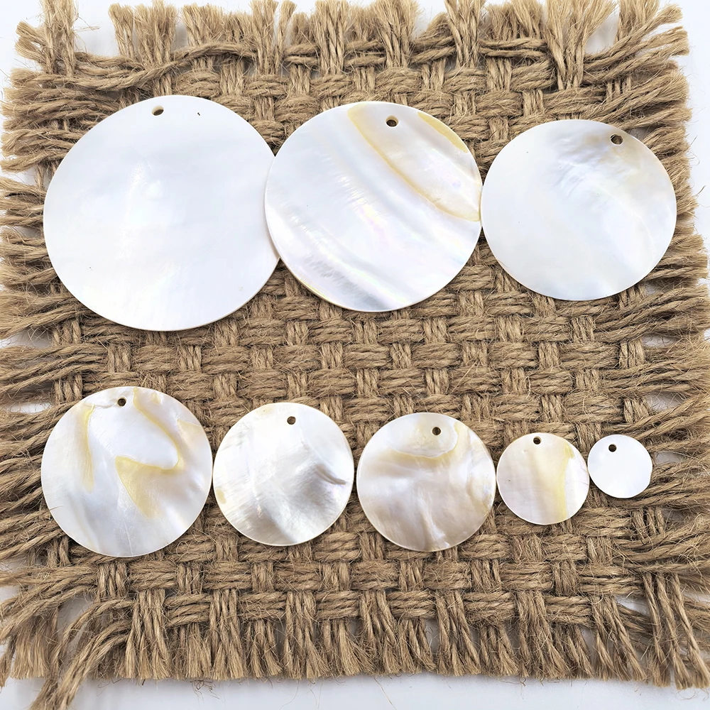 6PCS Single Hole Round Shell Natural Perforated Oil Spot Shell Piece DIY Jewelry Making Wind Chime Pendant Earrings Pendant and