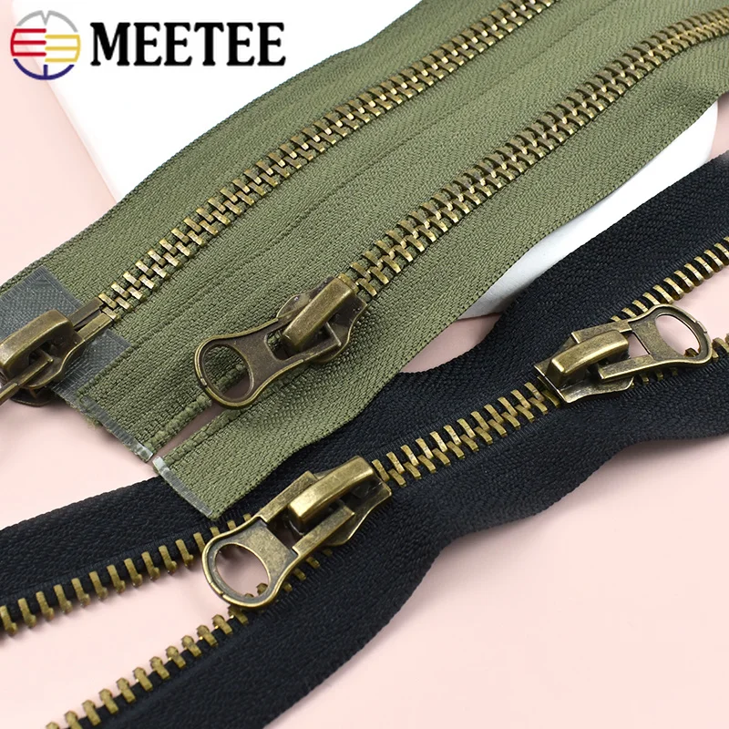 1/2 шт. Meetee 8 #   Металлическая молния 12-120 см с двумя бегунками (разъемная/непрерывная) для шитья, ремонта пуховиков и курток, комплект для замены молний, аксессуары