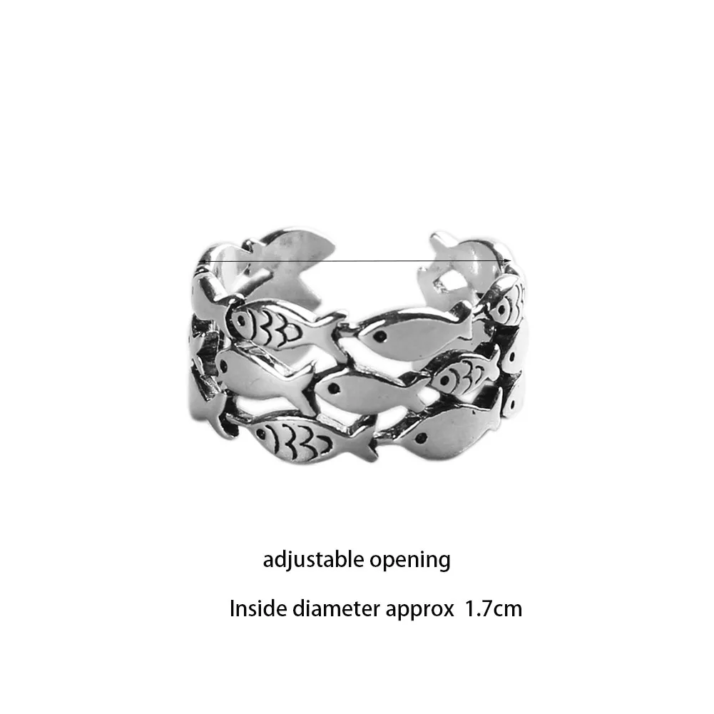 Hot New Fashion Animal Silver Color Jewelry Cute Fish Creative Personality Retro Adjustable Rings Birthday Gift Fish Rings