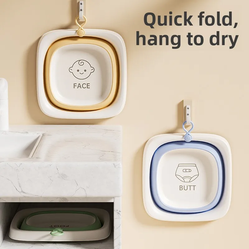 Folding Washbasin for Newborn Babies  Square Shaped for Children To Wash Their Feet and Buttocks  Plastic Small Washbasin