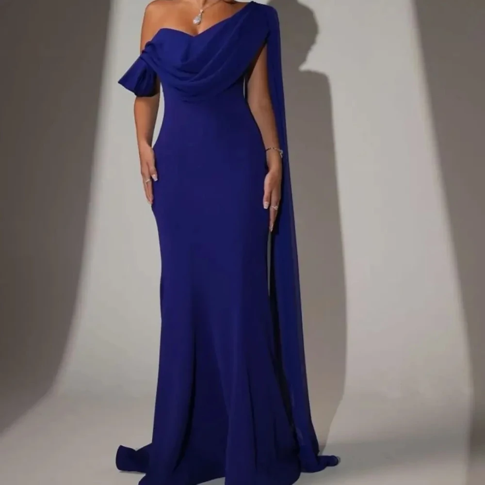 Elegant Off The Shoulder Evening Dress for Women Floor Length Mermaid Jersey Evening Gowns Lace-up Back Party Dresses Customized
