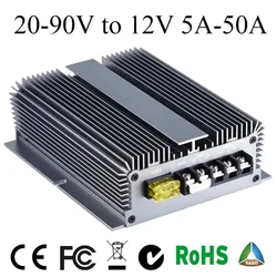 24V 36V 48V 72V to 12V DC DC Step Down Converter Golf Cart Voltage Reducer 20-90V to 12V 5A-50A Transformer Car Power Supply CE