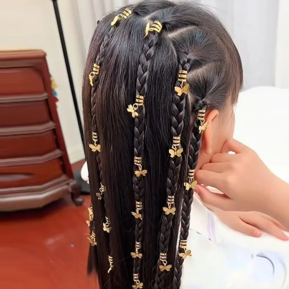 20 قطعة فراشة الجوف خارج الشعر الدائري الرهبة أقفال المعادن الكفة كليب المجدل الخرز تجديل الشعر DIY بها بنفسك الشعر جديلة أنابيب ديكور #3