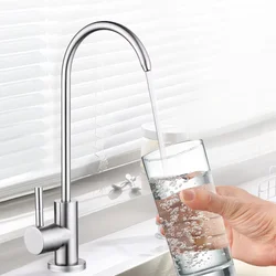 Gooseneck 1/4in Water Purifier Faucet Reverse Osmosis Drinking Water Filter Faucet stainless steel