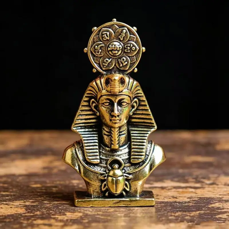 Hot Sale Solid Brass Vintage Ancient Egypt Pharaoh Sun Figurines Miniatures Desk Ornament Home Decoration Crafts