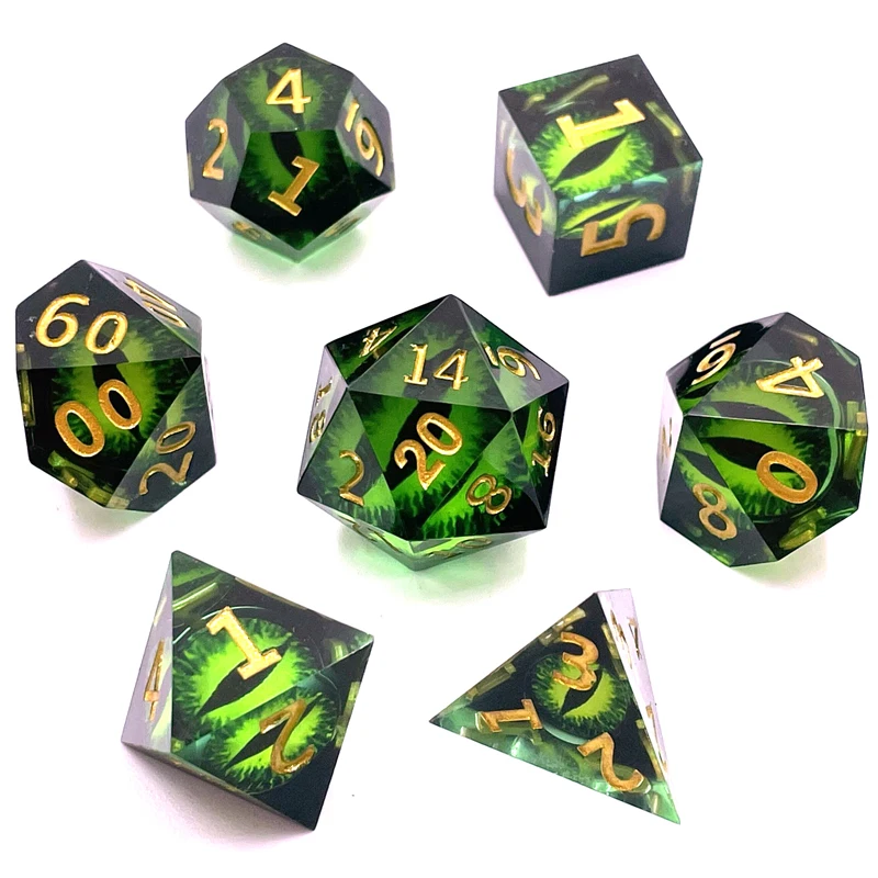 7PCS Sharp Harz Würfel Set Mehrfarbige polyedrische sterben Brettspiel Run Gruppe Spiel Requisiten Rollenspiel Brettspiel für Kinder Erwachsene