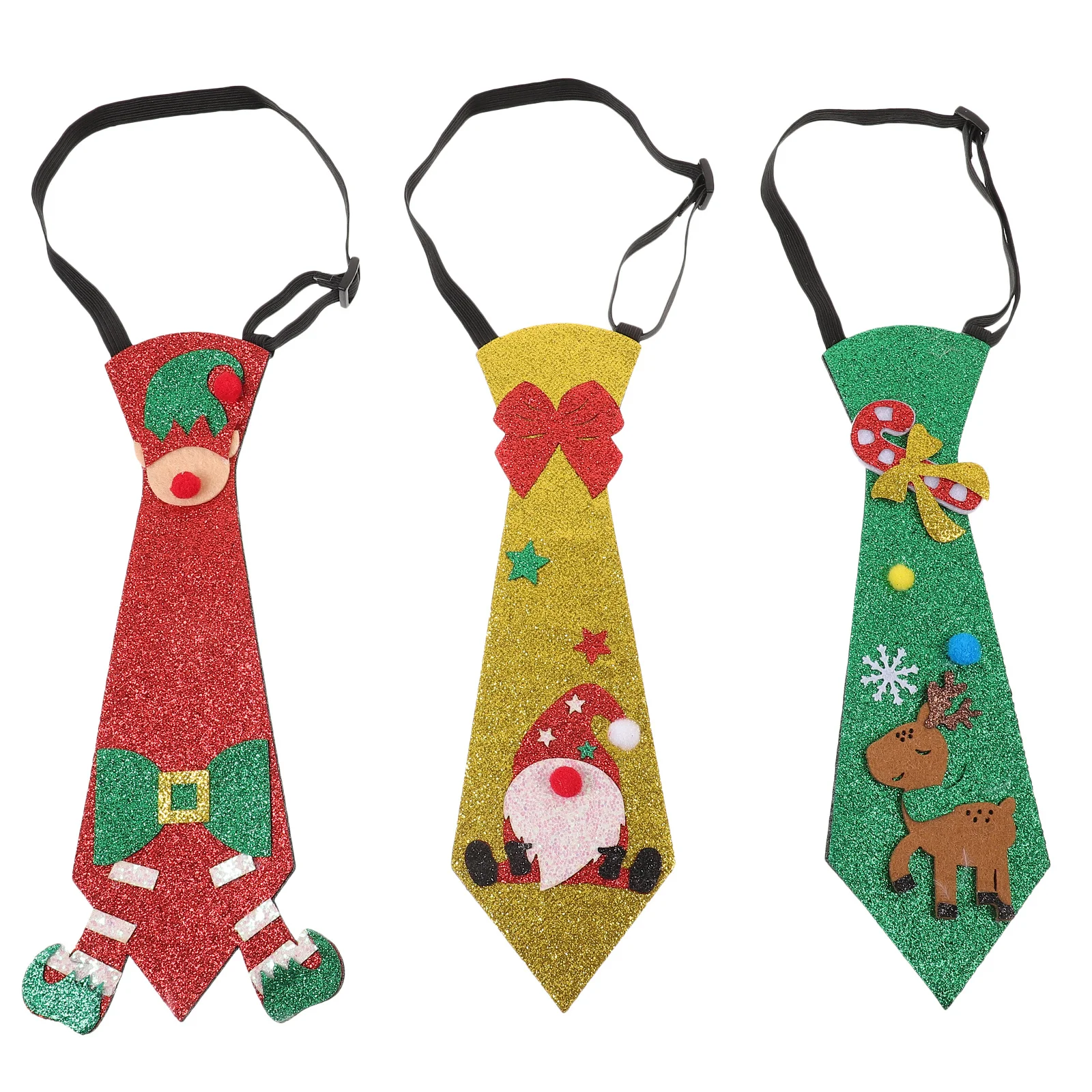 

3Pcs Christmas Party Necktie Glitter Felt Decorative Necktie Holiday Ties Xmas Festive Cosplay Party Supplies Christmas Ties