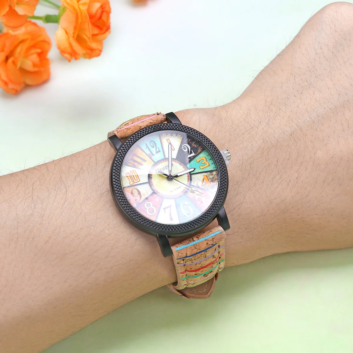 

1Pcs Male Watch Premium Wood Texture Strap Comfortable Lightweight Modern Design Accurate Movement Suitable for Any