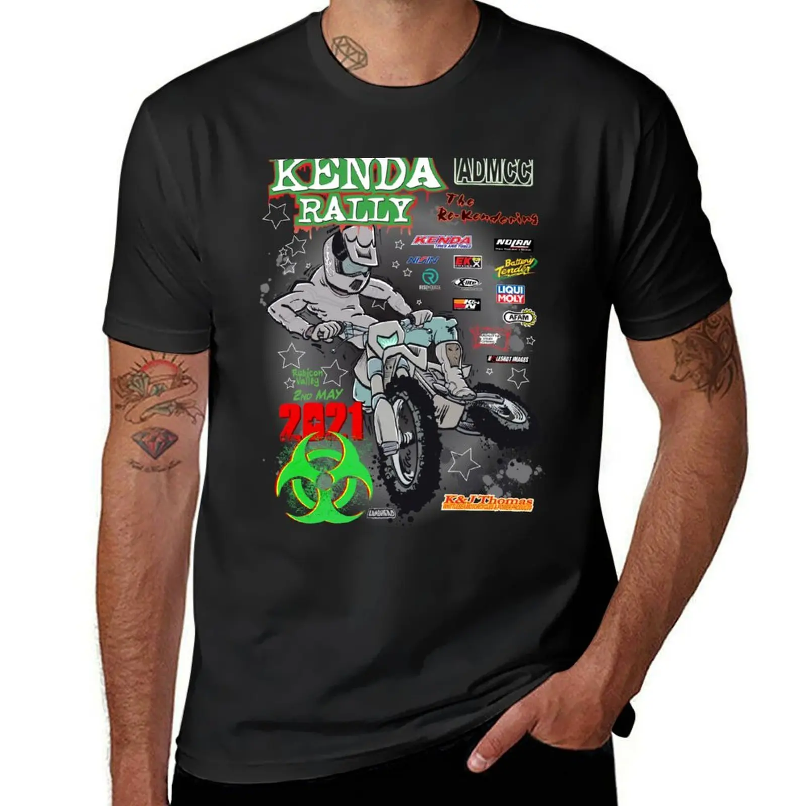 

Футболка Kenda Rally 2021, мужские футболки большого размера, черная мужская тренировочная рубашка в тяжелом весе