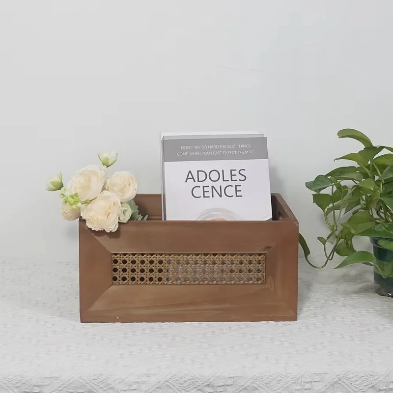 Aufbewahrungskorb aus gewebtem Massivholz, Schreibtisch-Organizer für Snacks, Kosmetika, verschiedene Gegenstände, Heimaufbewahrung und Organisation