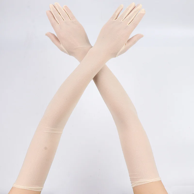 55CM Sexy Spitze Dünne Hohl Transparent Lange Handschuhe Atmungsaktive Net Garn Frauen Mann Bühne Leistung Party Cosplay Elastizität – Detail 3