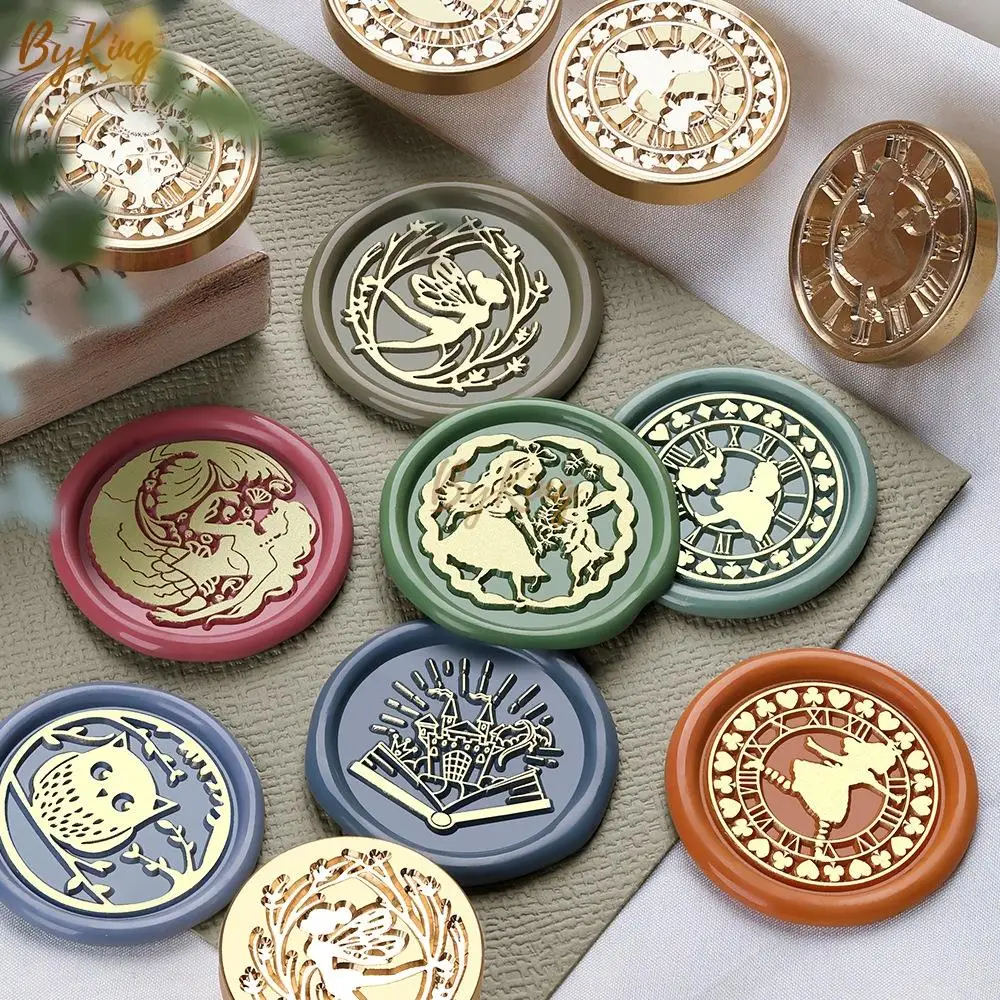 30mm Sealing Wax Stamp Alice Wonderland Teapot Coffee Elves Mr. Rabbit Mermaid For DIY Wedding Decoration Craft Packaging Gift