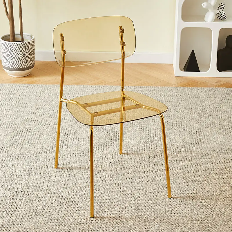 Plastic Design Computer Dining Chair Kitchen Dressing Backrest Transparent Living Chair Salon Metal Chaise Kitchen Furniture BZ