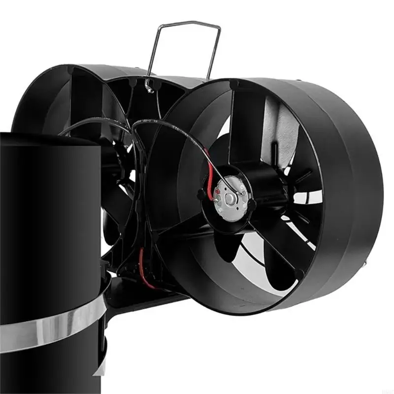 Ventilateur poêle à chaleur H58C, ventilateur cheminée à Double tête avec couvercle Distribution efficace