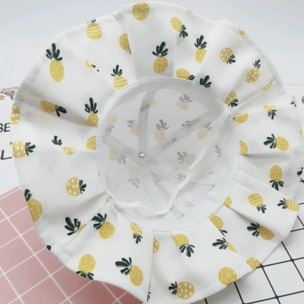 

Cotton Fabric Baby Girl Sun Hat Fruit Print Bowknot Bucket Hats Foldable Design Flower Print Princess Children Cap Beach Travel