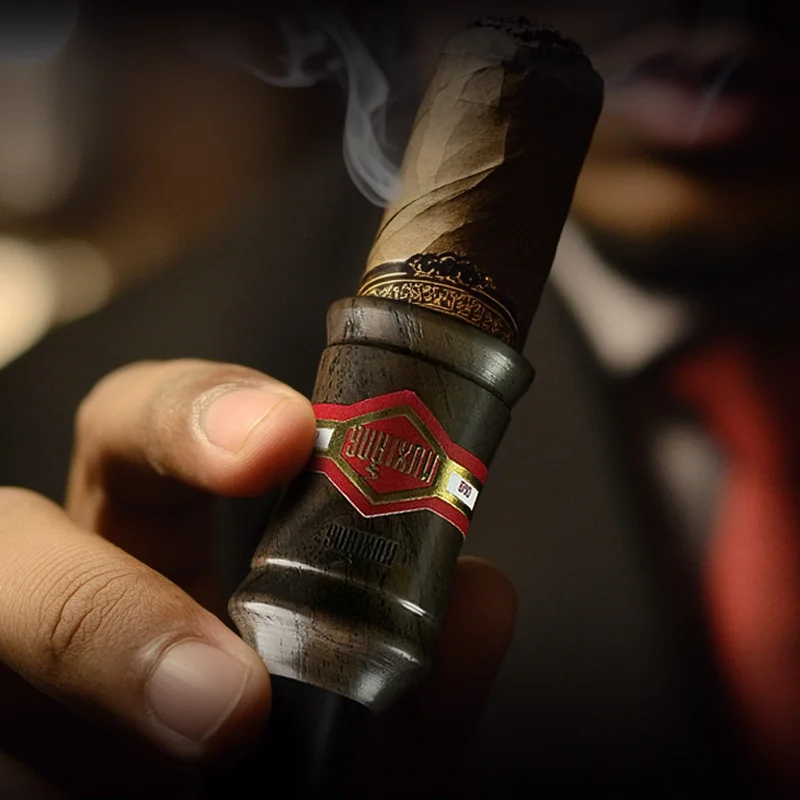 Cigar mouthpiece accessories with filter element, circulation type, straight through, portable, men's solid wood cigar