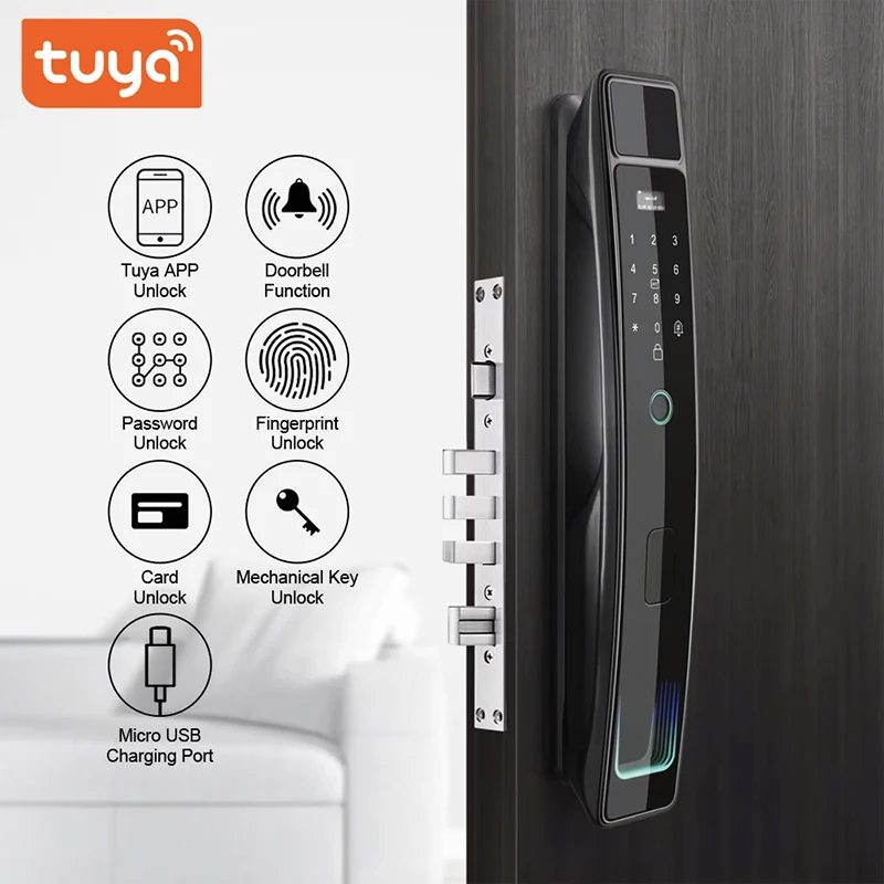 Smart lock High quality anti-theft door guest room door Tuya intelligent locking   safety lock WIFI smart home door lock