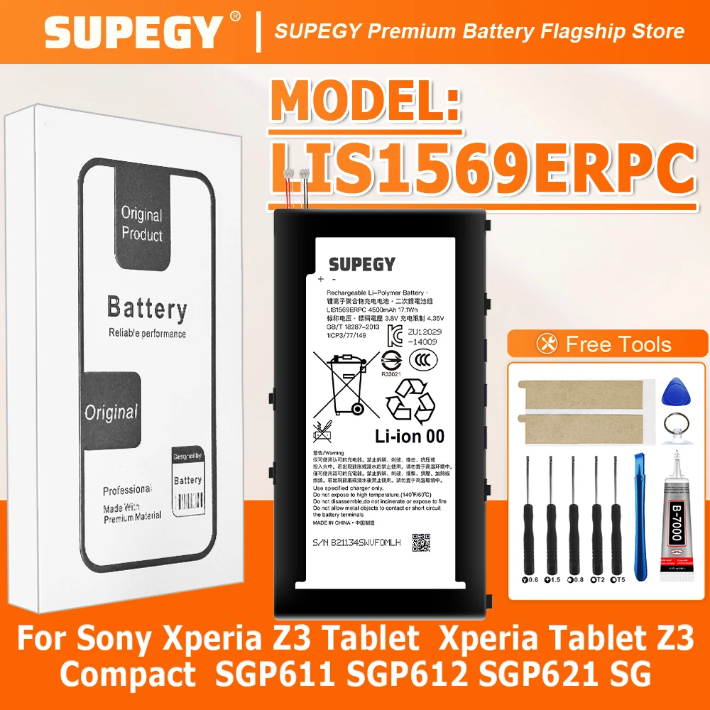 Replacement LIS1569ERPC Battery  FOR Sony Xperia Z3 Tablet  Xperia Tablet Z3 Compact  SGP611 SGP612 SGP621 SG