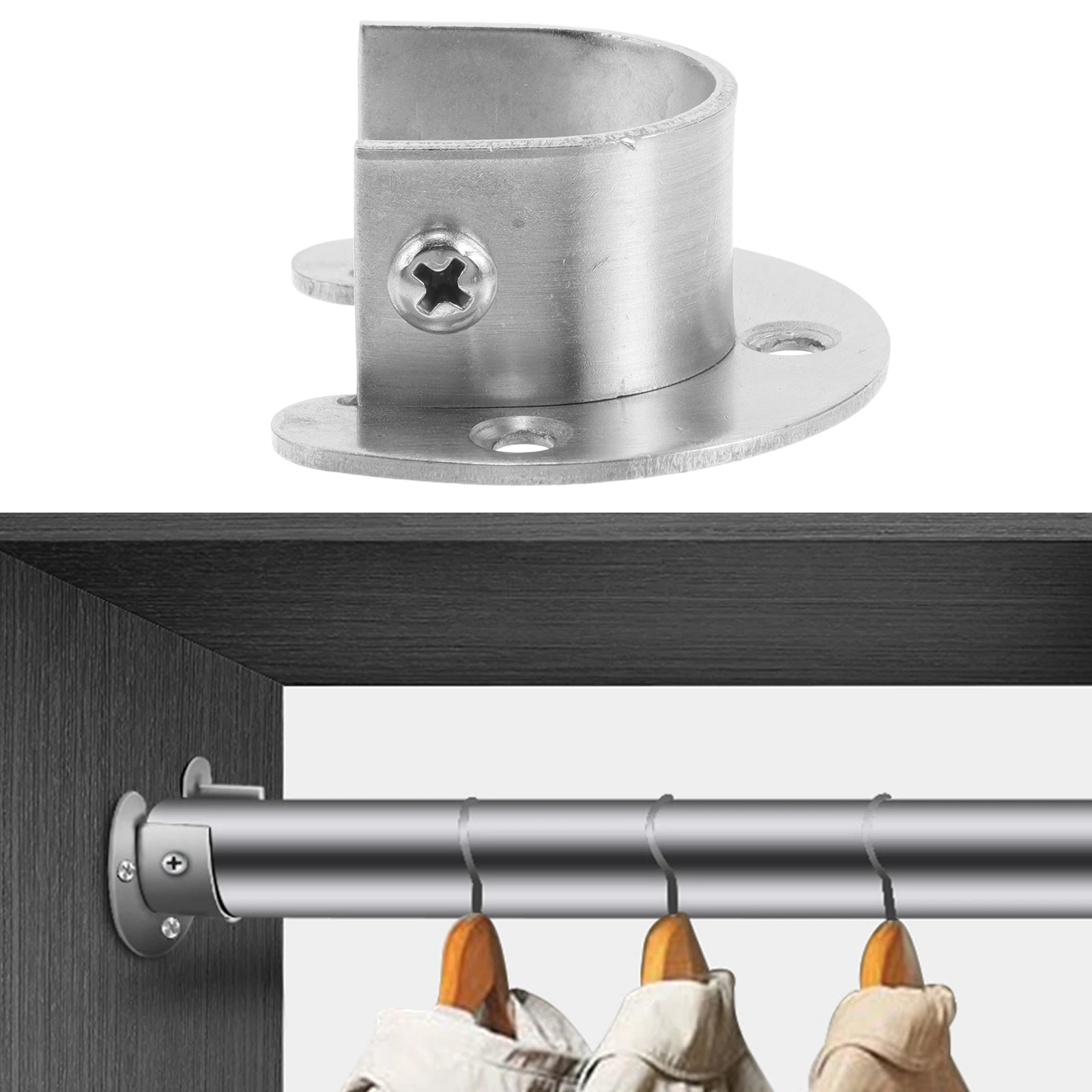 

Stainless Steel Flange Seat Closet Base Positioning Cabinet Adjustable Support Pole Adhesive Shower Curtain Rod Holder Hanger