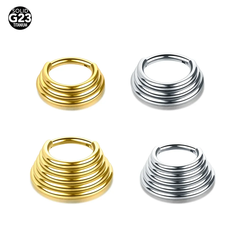 1PC Implant Grade Titanium Septum Stack Nose Piercing Hinged Segment Hoop Rings with Triple Layered Cartilage Earrings Piercing