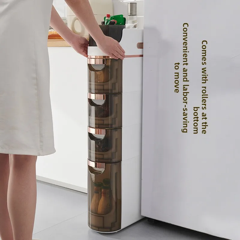 

Минималистичный шкаф для хранения в узких пространствах ванной комнаты, кухонная полка, выдвижной стеллаж для хранения, многоярусный органайзер для мелочей, узкий шкаф для хранения в узких пространствах