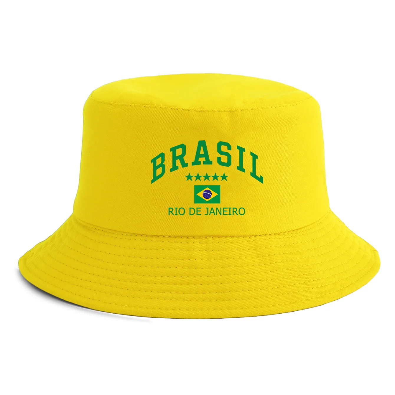 Unisex-Fischerhut mit Brasilien-Flagge aus Rio de Janeiro, wendbar, Retro-Fischerhut, erhältlich in mehreren Retro-Farben, Sonnenhut
