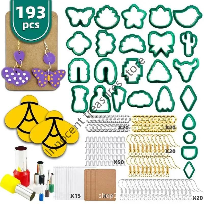 

3XUA Набор резаков для полимерной глины Резак для глины с карточками для сережек, крючками для сережек, кольцами для прыжков