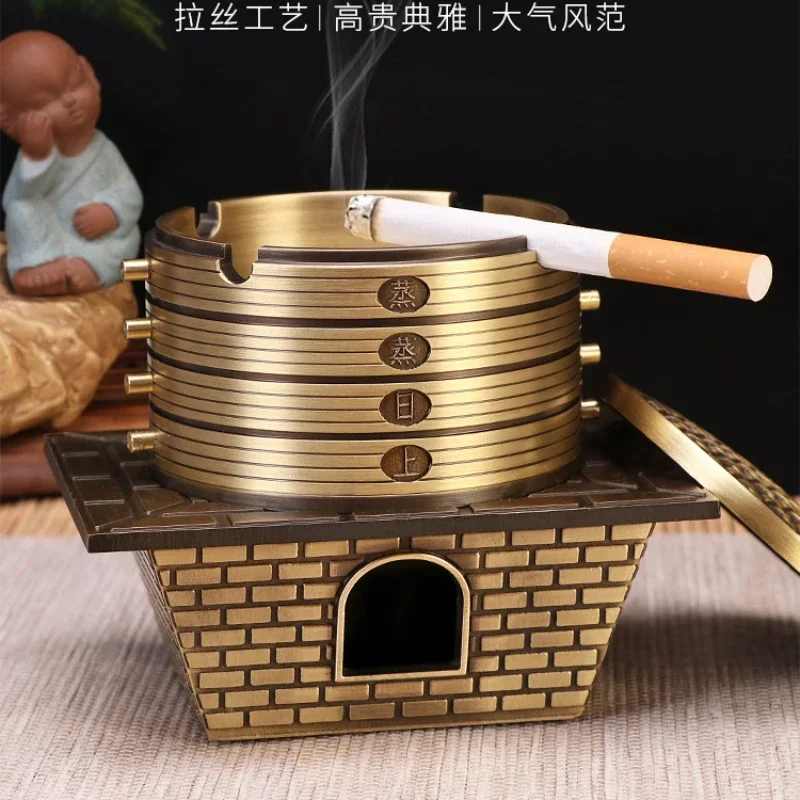 

Pure Copper Ashtray High-Grade Sense Small New Chinese Fashion Home Creative Living Room Decoration