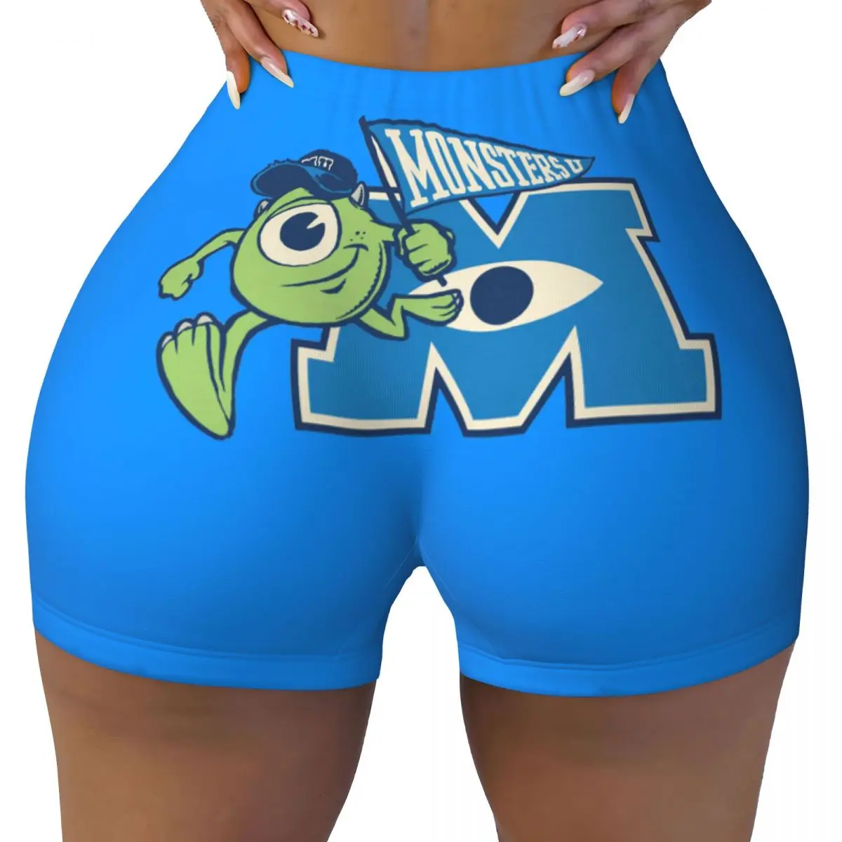 Custom Monsters University Mike M Gym Volleyball Biker Shorts Women Workout Yoga Shorts