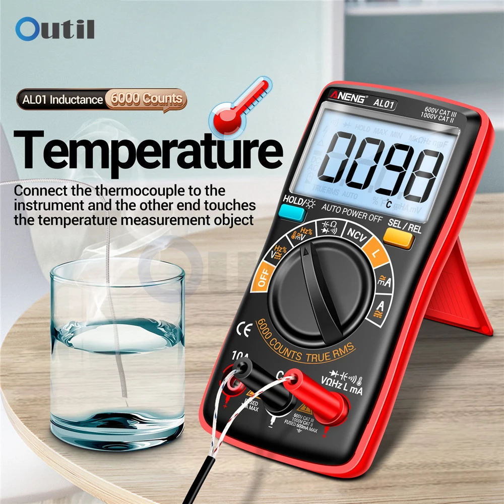 ANENG AL01 6000 التهم True-RMS التيار المتناوب/تيار مستمر الجهد متر فاحص التيار الكهربائي المهنية الحث أدوات الرقمية المتعددة