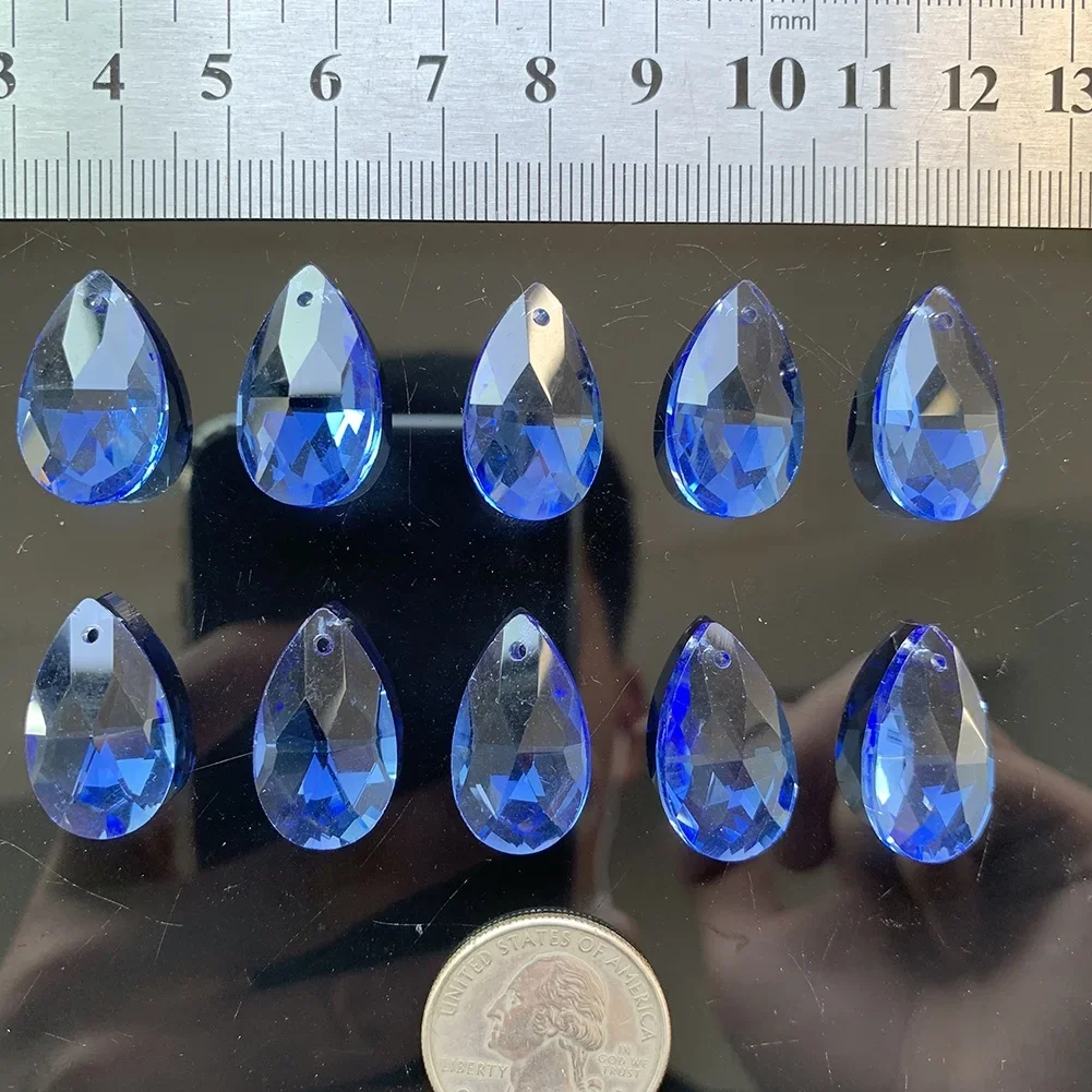 

10Pc 20MM Blue Faceted Crystal Prism Bead Pendant Chandelier Part Charm Hanging Suncatcher DIY Spacer