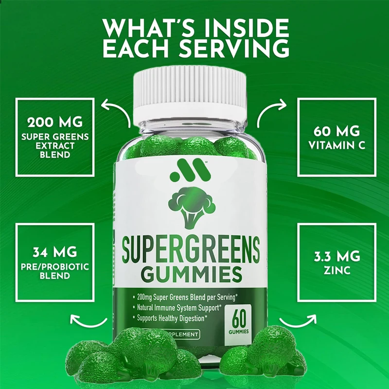 Super greens 60 Pillen-täglich grünes Superfood-Supplement Spinat, Brokkoli, Moringa, Rote Beete, Sellerie, grüner Tee und Assay, immun