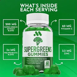 Supergreens 60 Pills - Daily Green Superfood Supplement Spinach, Broccoli, Moringa, Beetroot,Celery,Green Tea, and Assay, Immune