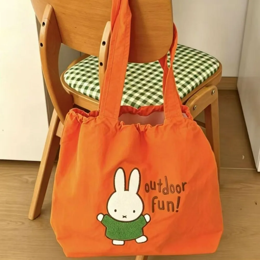 Miffy Cartoon Handheld Shoulder Bag Drawstring Eco Bag Ultra Light Foldable Shopping Pouch Portable Household Outdoor Storage view 2