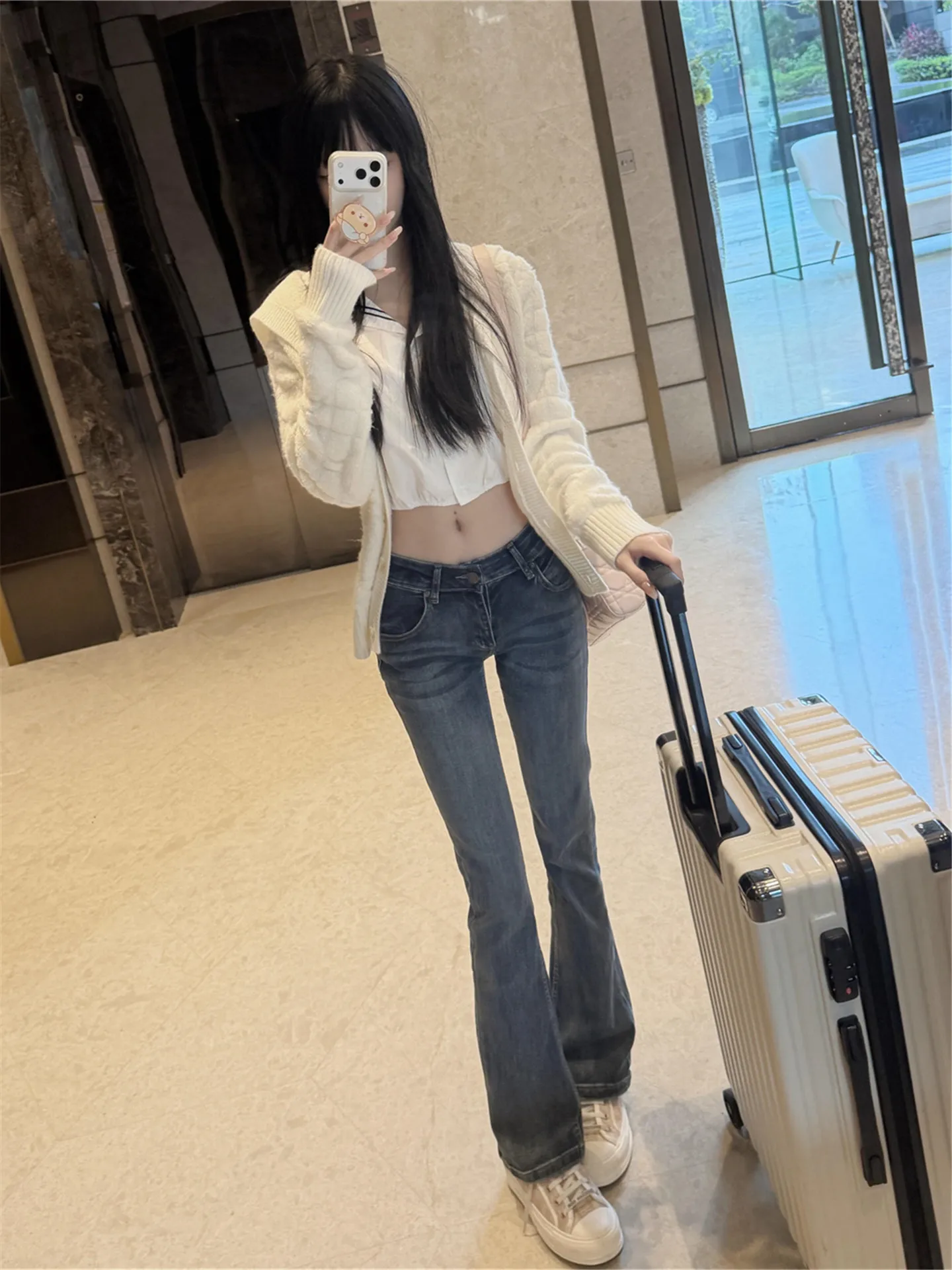 

Ретро-джинсы-клеш с низкой посадкой в американском стиле, синие, женские, облегающие, длинные, в пол, весенняя мода, с высокой талией, из денима