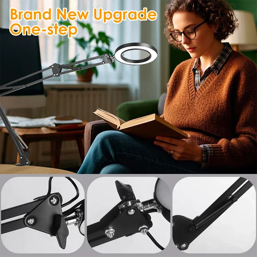 New Folding 5X Illuminated Magnifier USB 3 Colors 72 LED Magnifying Glass for Soldering Iron Repair/Table Lamp/Reading Tool