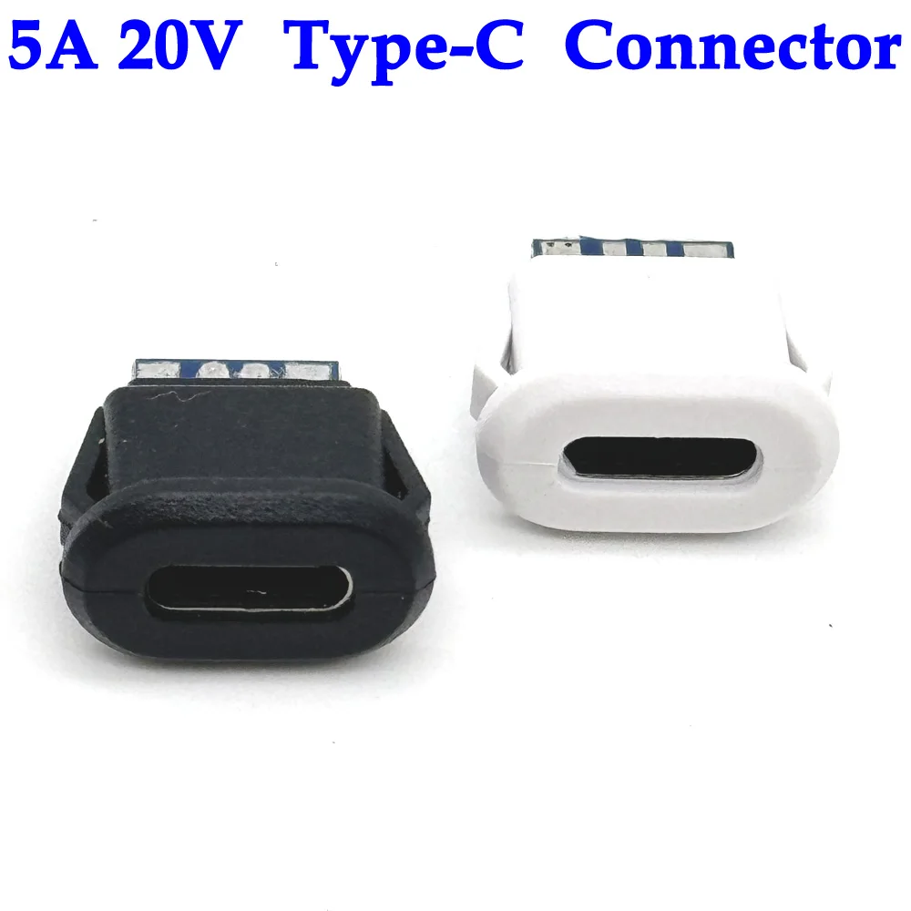 5A 5Pin USB-C Type 20V Waterproof USB Connector Direct Compression Female Base Socket Charging Interface Tail plug interface 