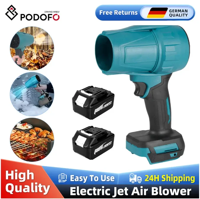 

Портативный полочной мощный турбовентилятор с тягой 550 г для очистки опавших листьев, снега и песка с батареей 21 В