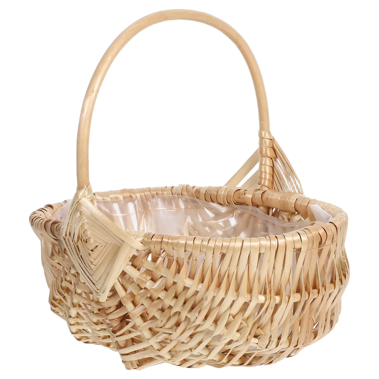 

Vintage Wicker Flower Basket Handmade Weaving For Floral Arrangements Picnic Fruit Storage Outdoor Gatherings Home Decor