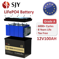 EU Warehouse -6000 Cycles New Grade A Lifepo4 12V 100Ah Lithium Battery Pack with LCD for RV Rickshaw Semi-trailer Solar System