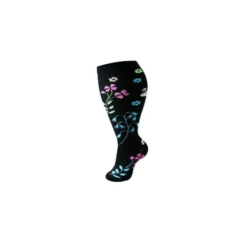 3pair Small Dot Women Plus Size Compression Socks Flower Prevent Varicose Veins Men 2xl 3xl 4xl High Elastic Fat Sports Hot